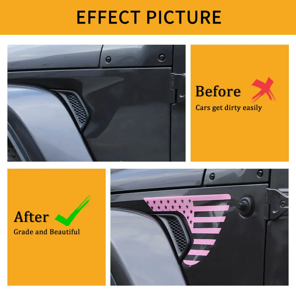 For 2018+ Jeep Wrangler JL & Gladiator JT American Flag Fender Vent Decal Stickers Trim - Image 2