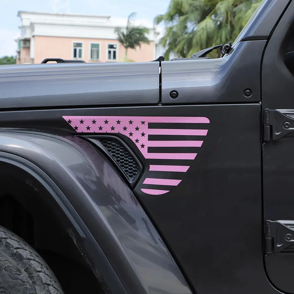 For 2018+ Jeep Wrangler JL & Gladiator JT American Flag Fender Vent Decal Stickers Trim - Image 3