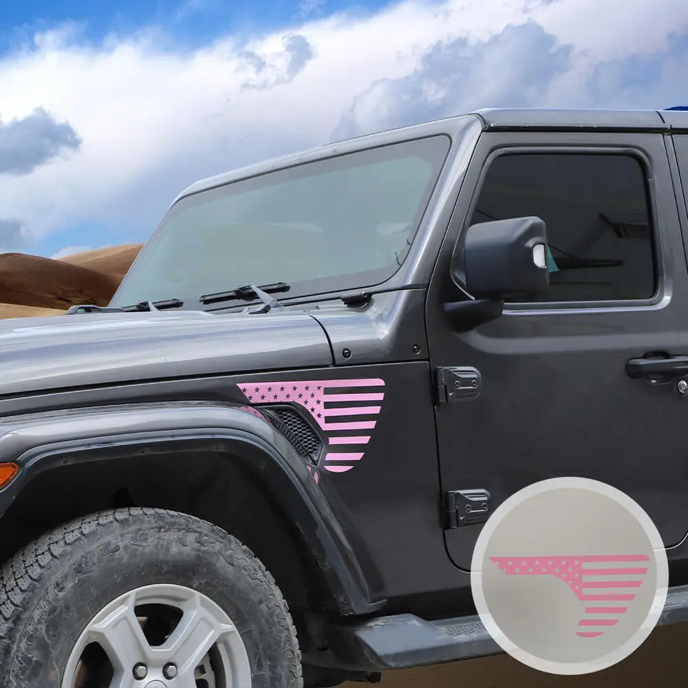 For 2018+ Jeep Wrangler JL & Gladiator JT American Flag Fender Vent Decal Stickers Trim - Image 4