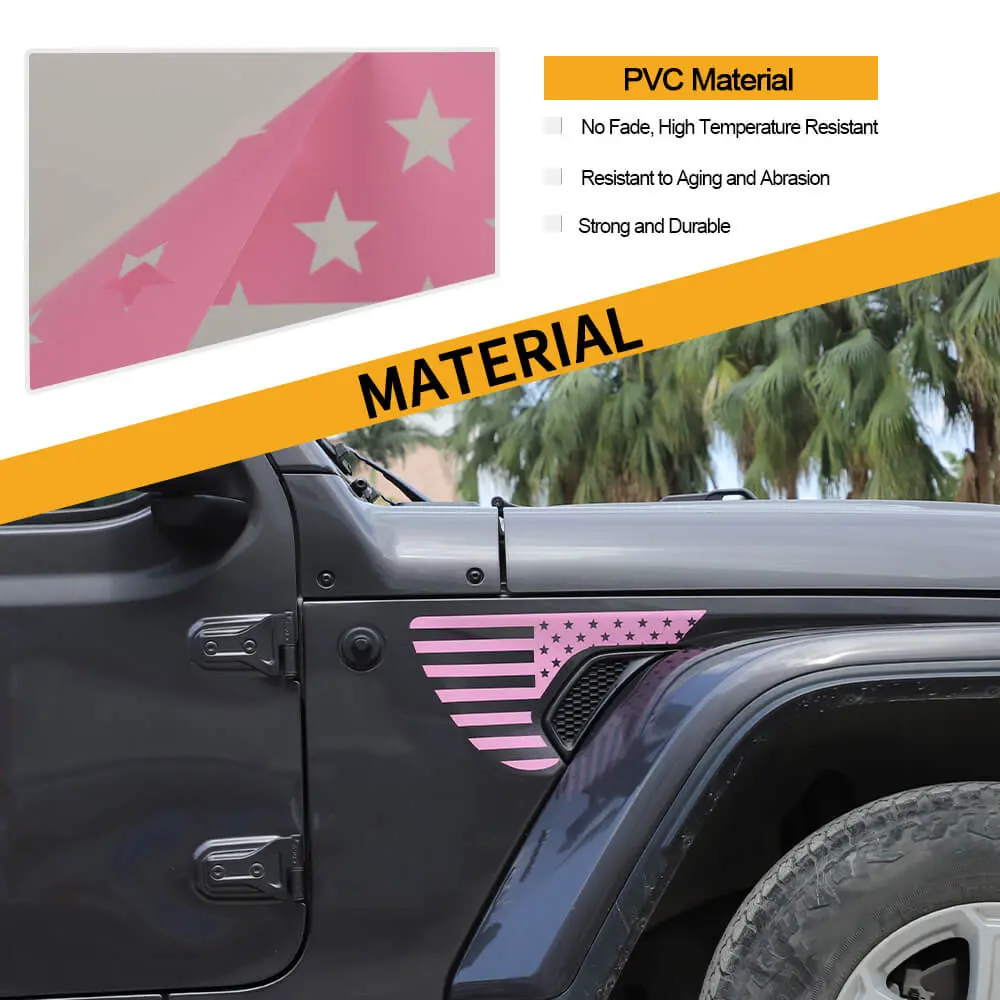 For 2018+ Jeep Wrangler JL & Gladiator JT American Flag Fender Vent Decal Stickers Trim - Image 6