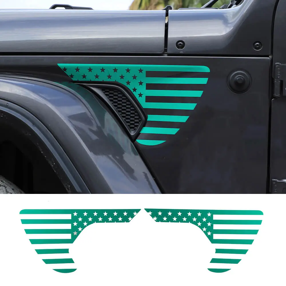 For 2018+ Jeep Wrangler JL & Gladiator JT American Flag Fender Vent Decal Stickers Trim - Image 9
