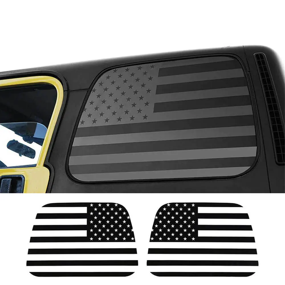 For 1997-2006 Jeep Wrangler TJ American Flag Rear Window Stickers Window Decals