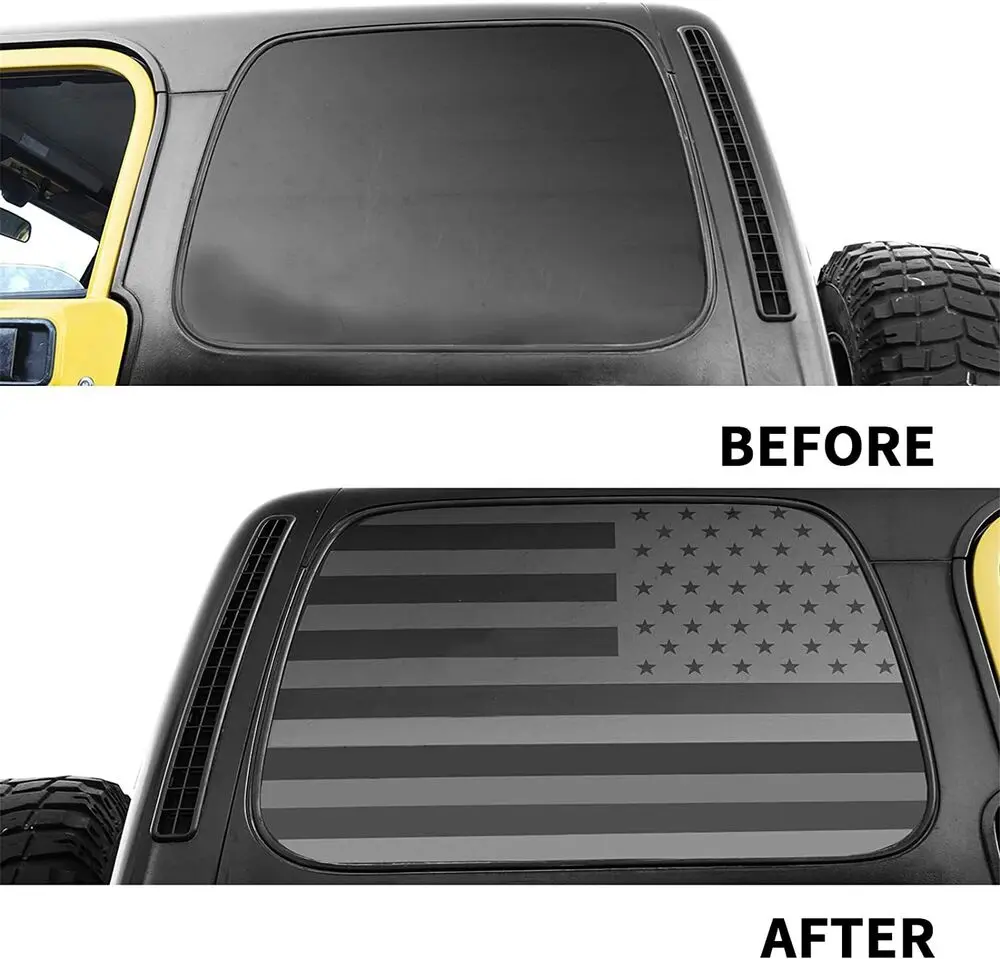 For 1997-2006 Jeep Wrangler TJ American Flag Rear Window Stickers Window Decals - Image 2