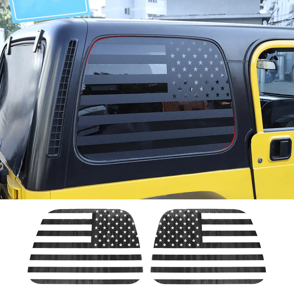 For 1997-2006 Jeep Wrangler TJ American Flag Rear Window Stickers Window Decals - Image 8