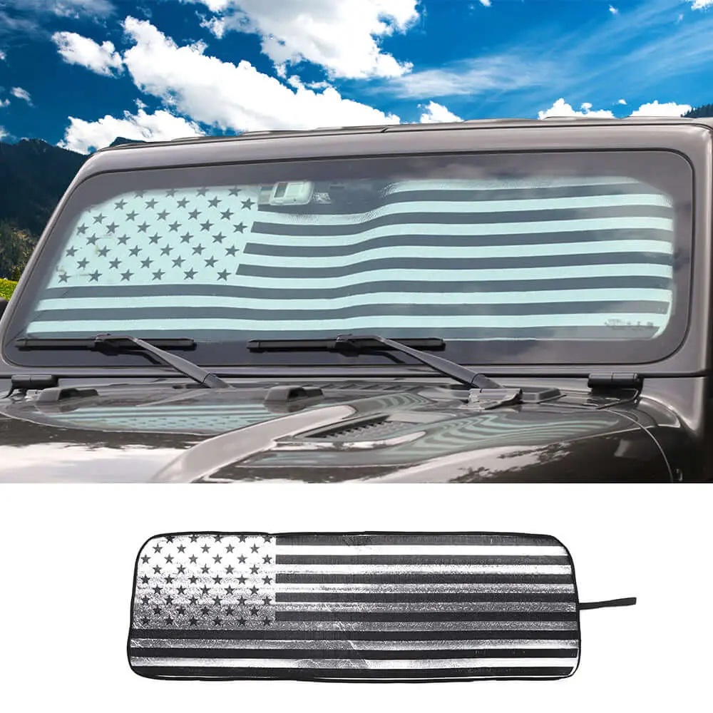 For 2018+ Jeep Wrangler JL JLU & Gladiator JT Front Window Windshield Sun Visor, Foldable Sunshade Visor