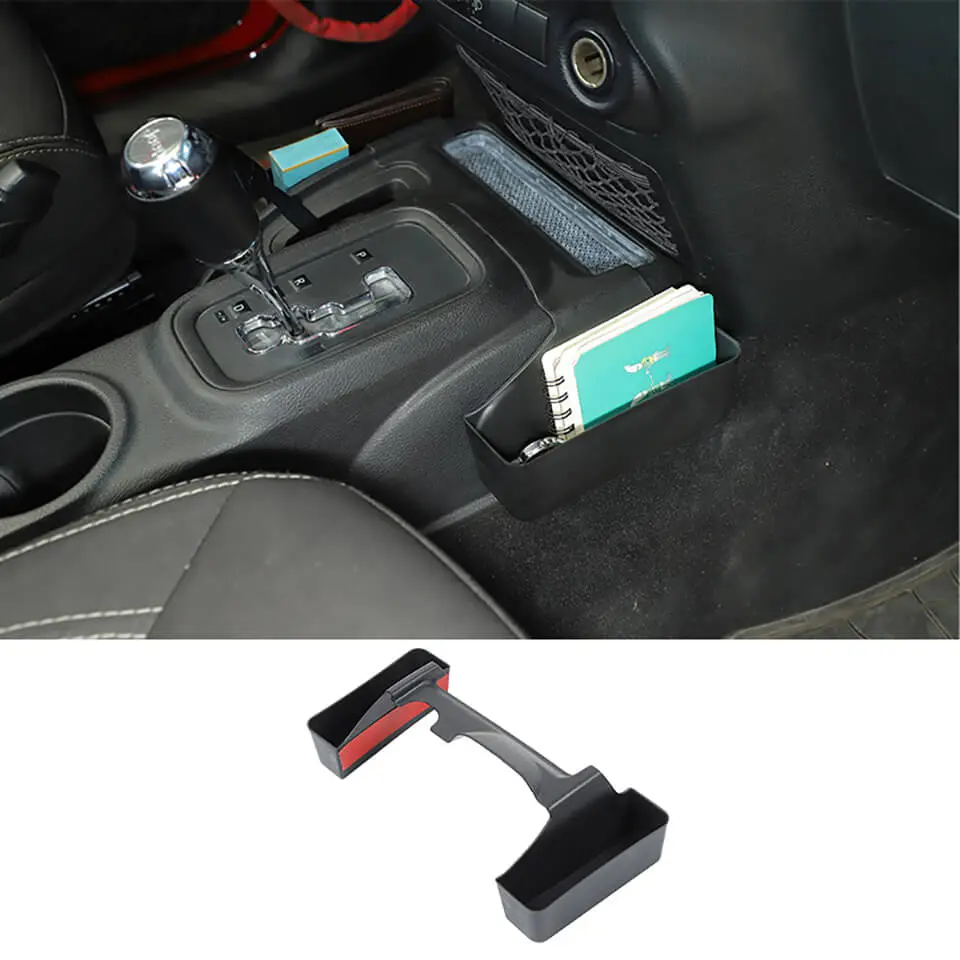 For 2011-2018 Jeep Wrangler JK Center Console Gear Shift Side Storage Box Black-Not Fit Manual Transmission