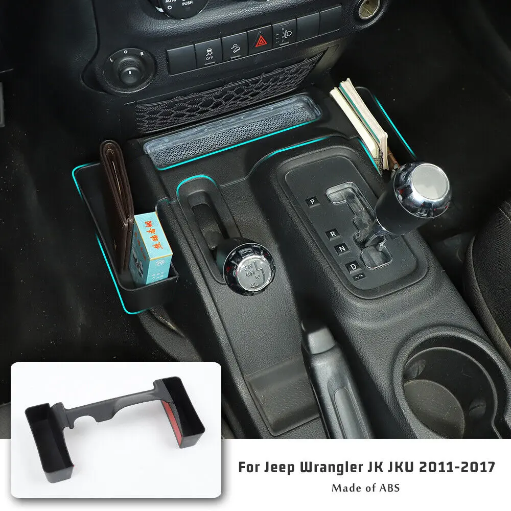 For 2011-2018 Jeep Wrangler JK Center Console Gear Shift Side Storage Box Black-Not Fit Manual Transmission - Image 2