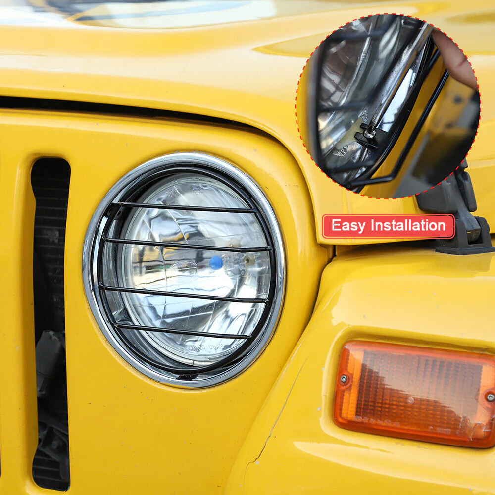 For 1997-06 Jeep Wrangler TJ Headlight Front Lights Protector Guard Black - Image 6