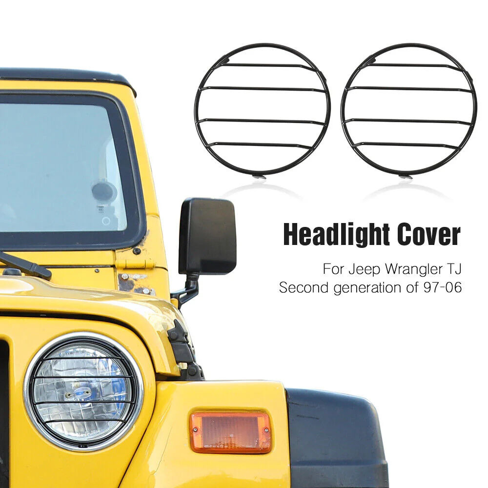 For 1997-06 Jeep Wrangler TJ Headlight Front Lights Protector Guard Black - Image 8