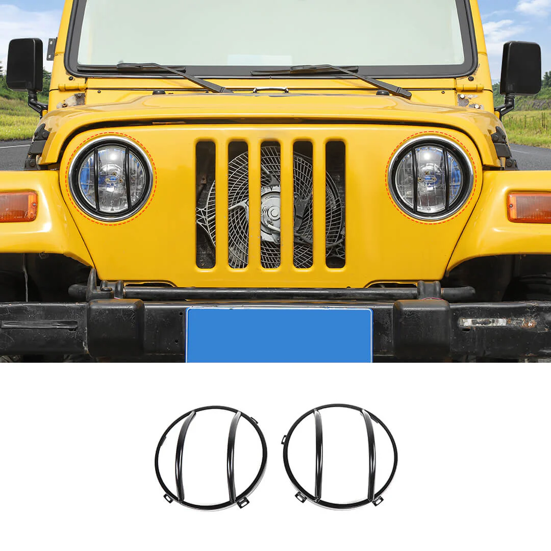For 1997-06 Jeep Wrangler TJ Headlight Front Lights Protector Guard Black - Image 9