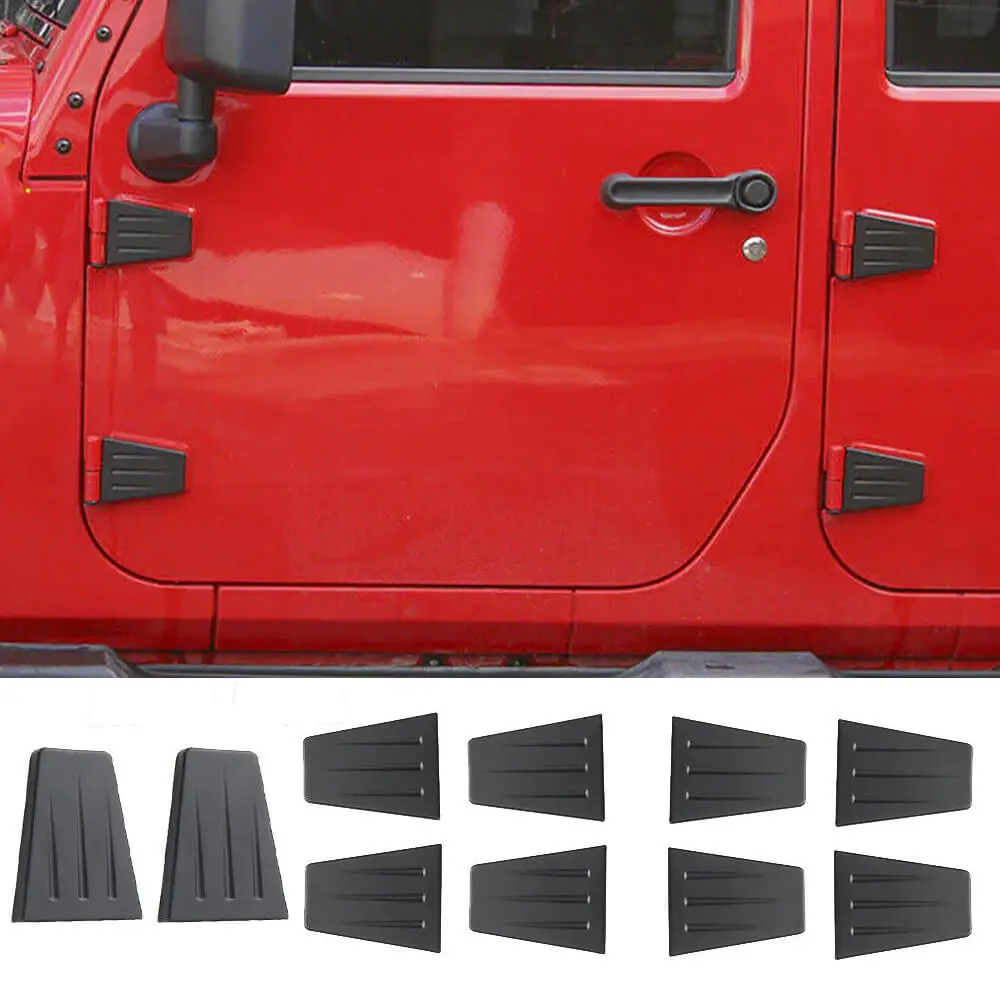 For 2007-2018 Jeep Wrangler JK Hood & Door Hinge Cover Trim Upgrade ABS Black