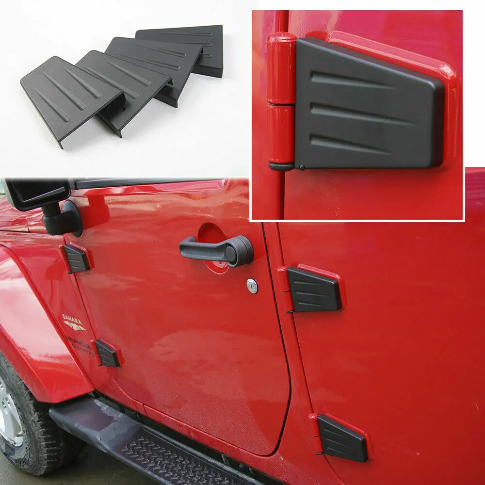 For 2007-2018 Jeep Wrangler JK Hood & Door Hinge Cover Trim Upgrade ABS Black - Image 2