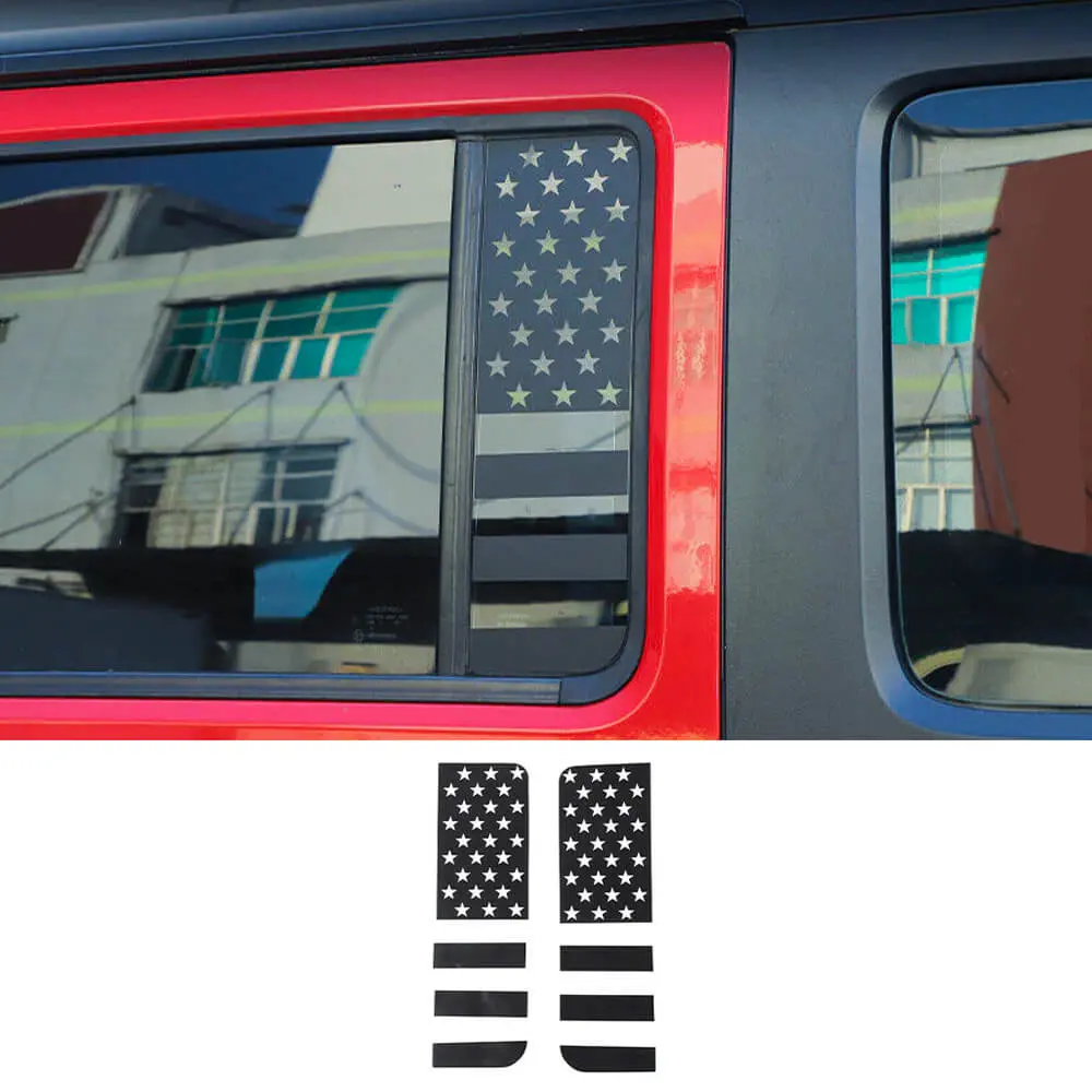 For 2007-2018 Jeep Wrangler JK JKU Black Rear Door Window Glass Sticker Trim