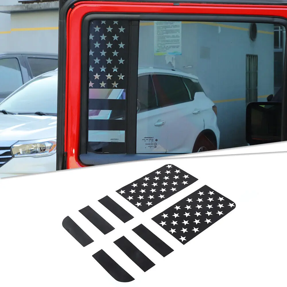 For 2007-2018 Jeep Wrangler JK JKU Black Rear Door Window Glass Sticker Trim - Image 2