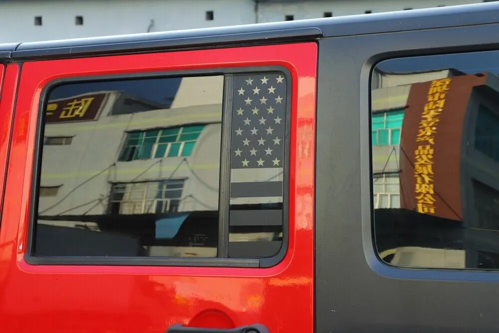 For 2007-2018 Jeep Wrangler JK JKU Black Rear Door Window Glass Sticker Trim - Image 3