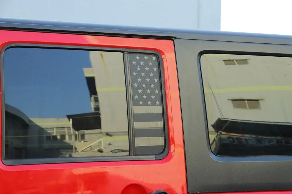 For 2007-2018 Jeep Wrangler JK JKU Black Rear Door Window Glass Sticker Trim - Image 4