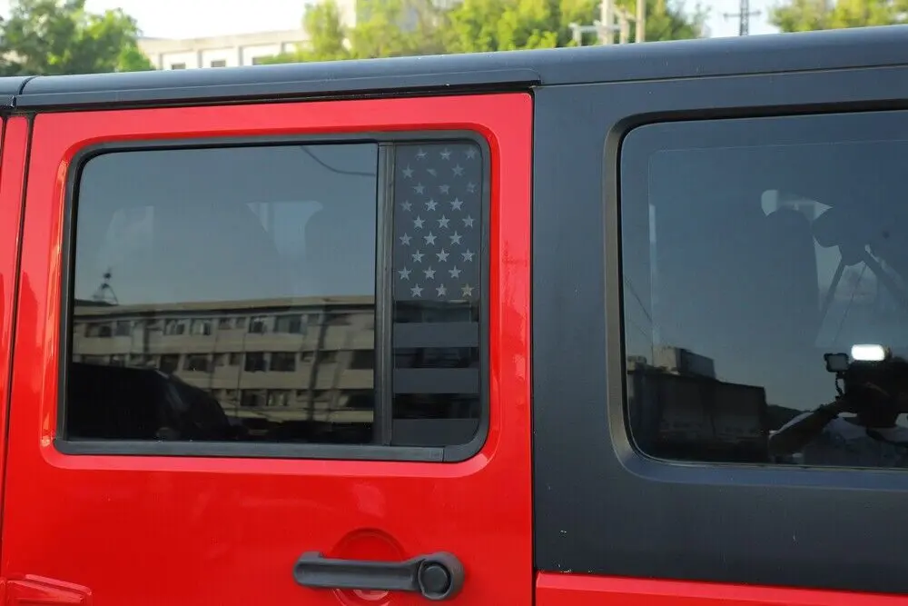 For 2007-2018 Jeep Wrangler JK JKU Black Rear Door Window Glass Sticker Trim - Image 5