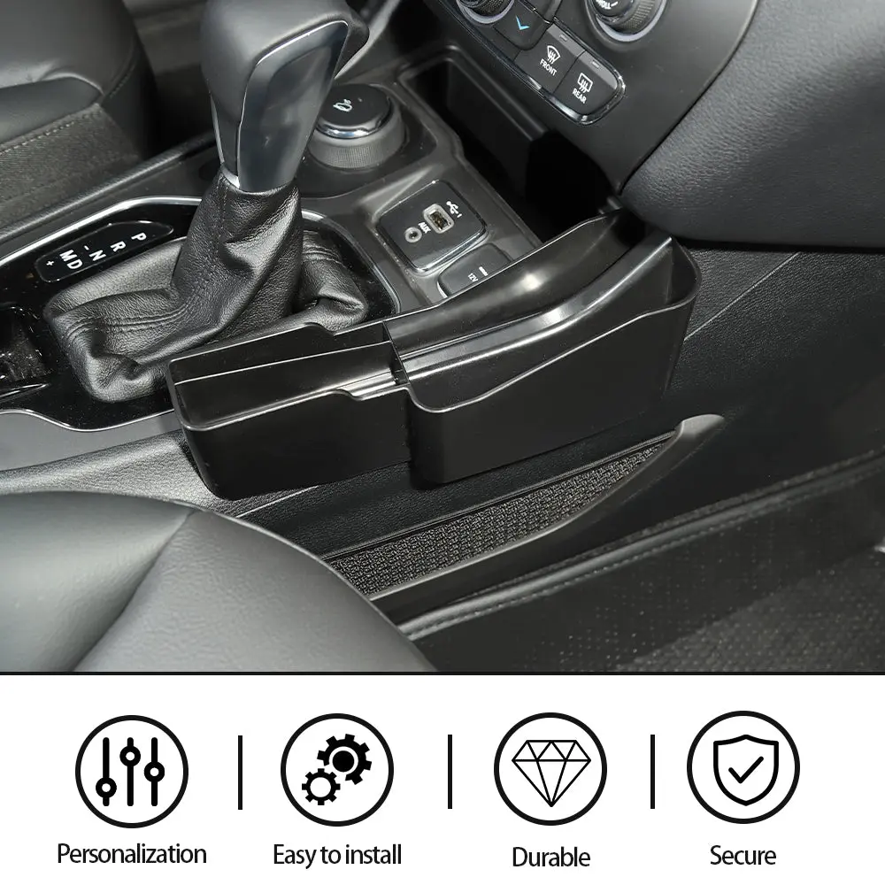 For 2014+ Jeep Cherokee Storage Box Center Console Gear Shift Side Organizer Phone Storage Compartment - Image 6