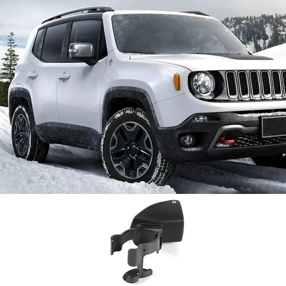 For 2015+ Jeep Renegade Car Phone & Cup Holder Mount Multi-function Stand Black