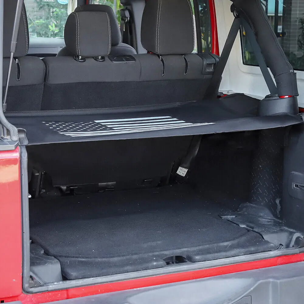 For 2007-2018 Jeep Wrangler JK 4Door Car Rear Trunk Shade Cargo Cover Curtain Black - Image 4