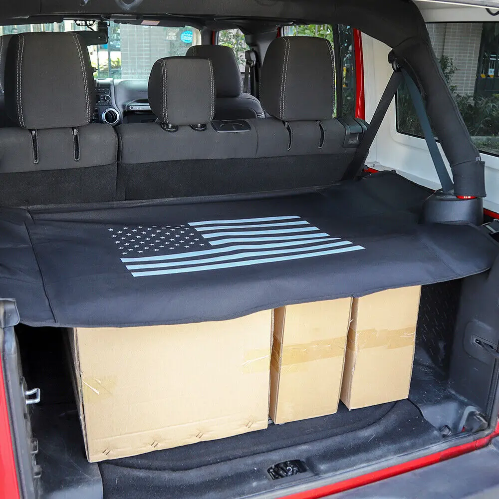 For 2007-2018 Jeep Wrangler JK 4Door Car Rear Trunk Shade Cargo Cover Curtain Black - Image 5