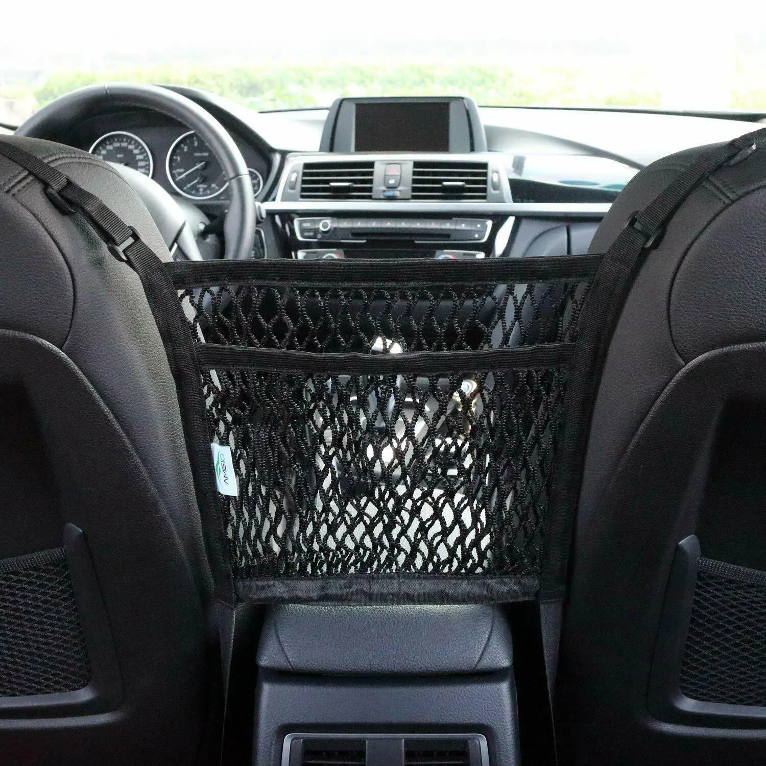Universal Car Seat Storage Mesh Organizer Cargo Net Hook Pouch Holder for Purse Phone Bag - Image 2