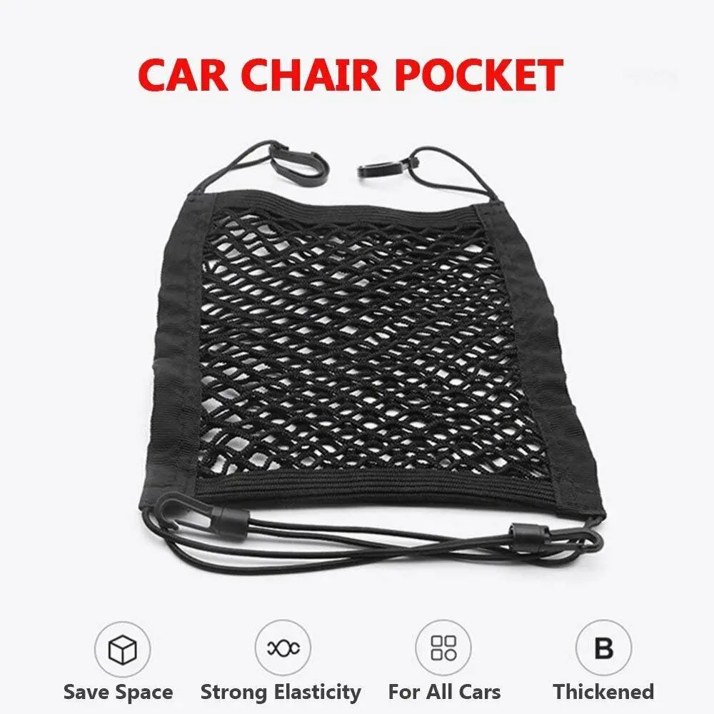 Universal Car Seat Storage Mesh Organizer Cargo Net Hook Pouch Holder for Purse Phone Bag - Image 5