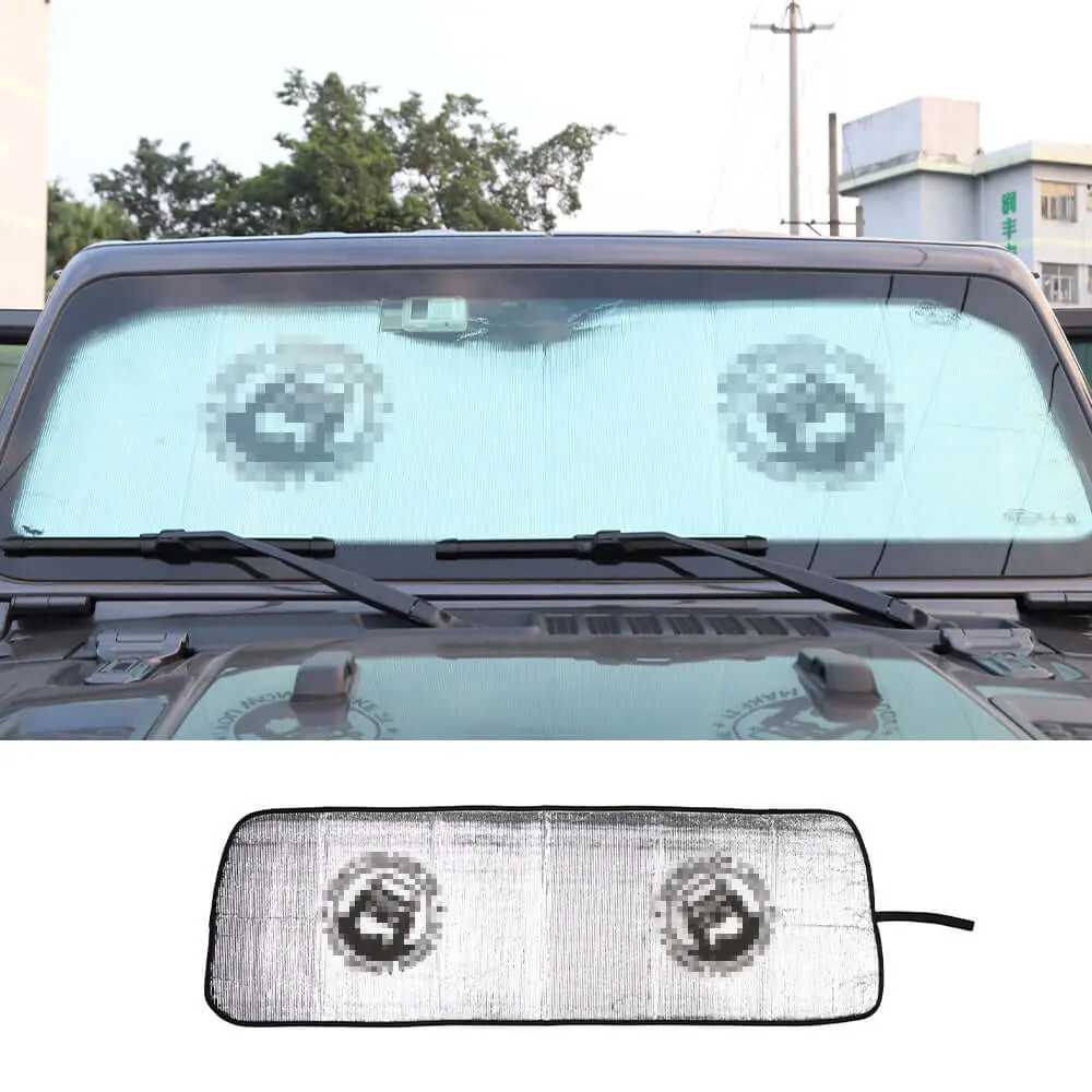 For 2018+ Jeep Wrangler JL & Gladiator JT Windshield Sunshade Cover Sun Visor Cover