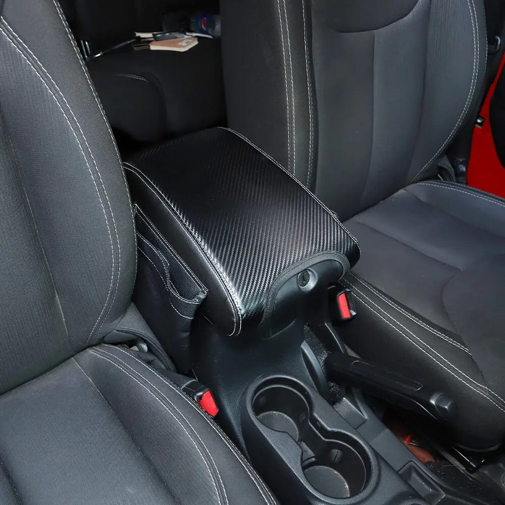 For 2011-2018 Jeep Wrangler JK Center Armrest Box Cover Leather Pad with Storage Bag - Image 2