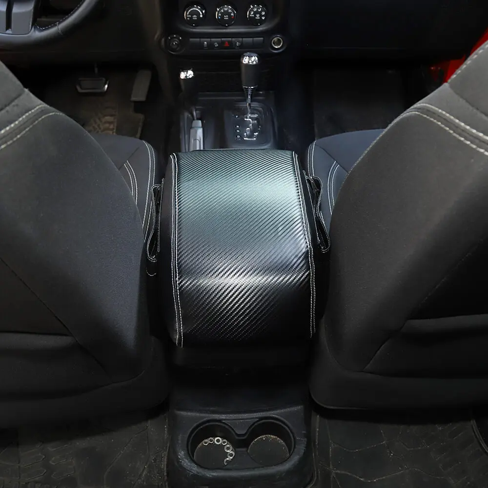 For 2011-2018 Jeep Wrangler JK Center Armrest Box Cover Leather Pad with Storage Bag - Image 3