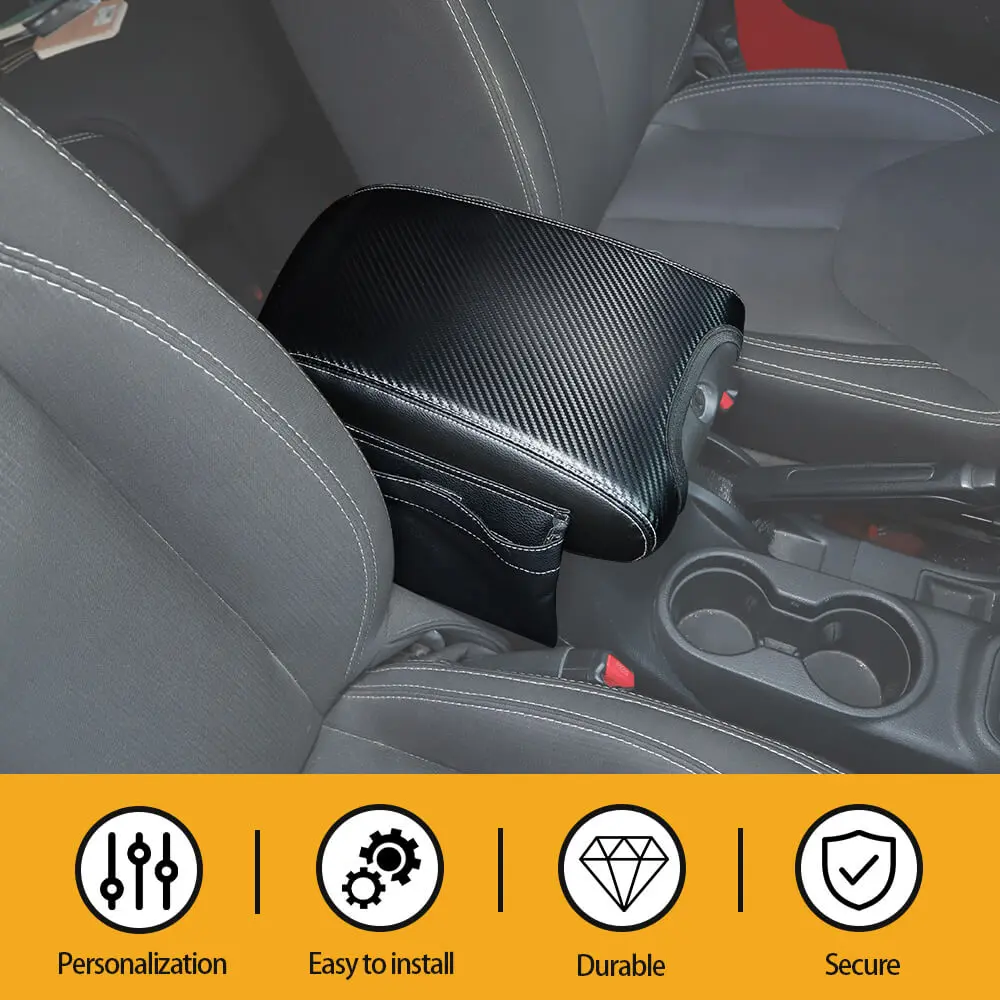 For 2011-2018 Jeep Wrangler JK Center Armrest Box Cover Leather Pad with Storage Bag - Image 5