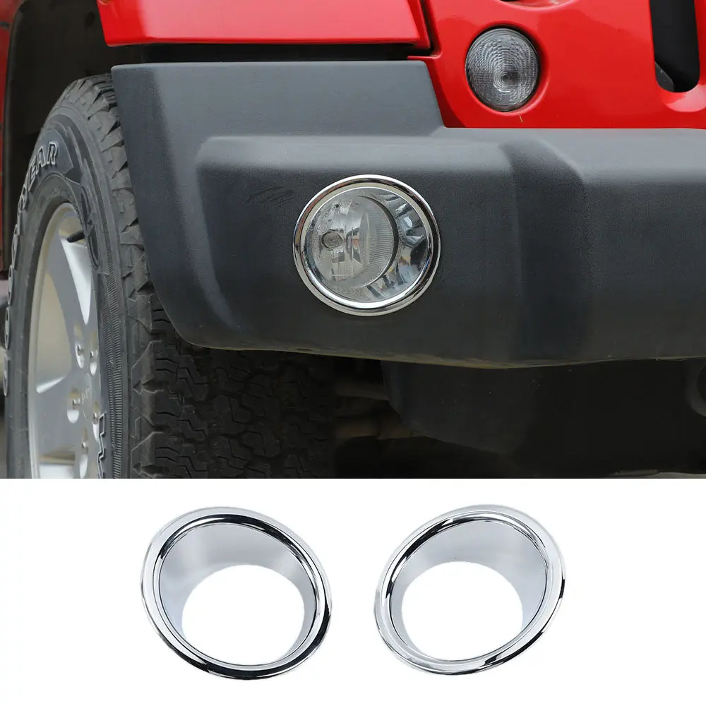 For 2007-2018 Jeep Wrangler JK JKU Front Bumper Fog Light Lamp Bezels Trim - Image 10