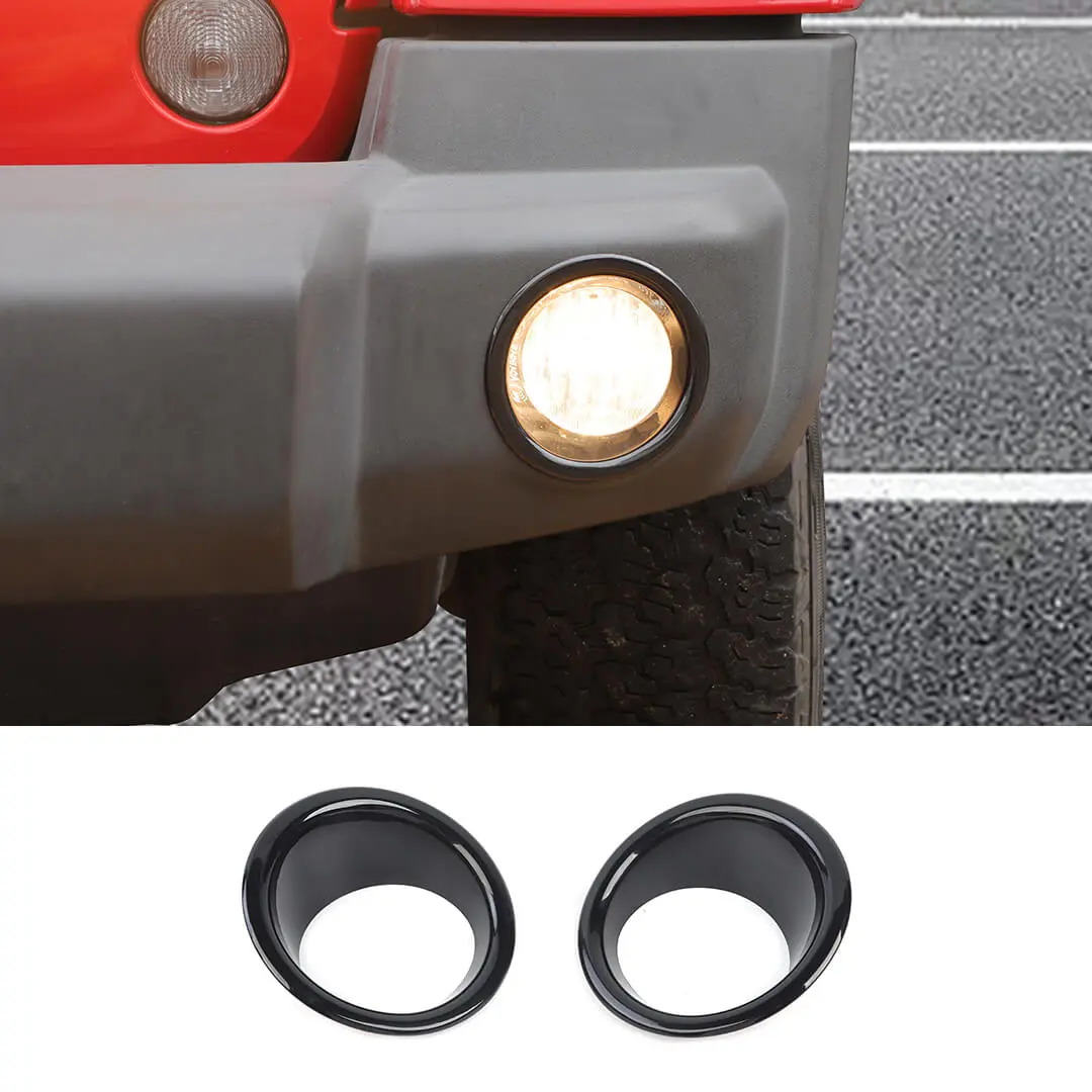 For 2007-2018 Jeep Wrangler JK JKU Front Bumper Fog Light Lamp Bezels Trim - Image 11