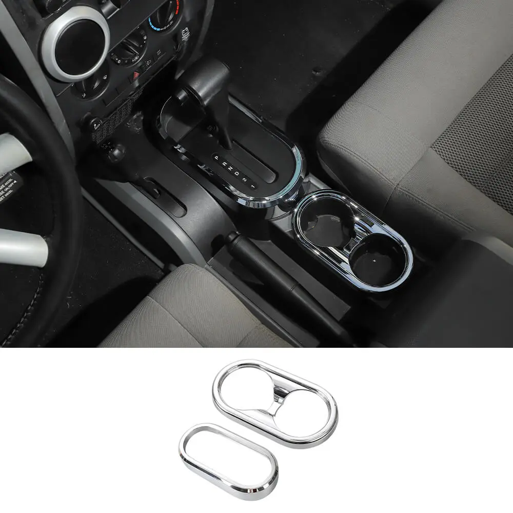 For 2007-2010 Jeep Wrangler JK Gear Shift Trim & Front Water Cup Holder Cover
