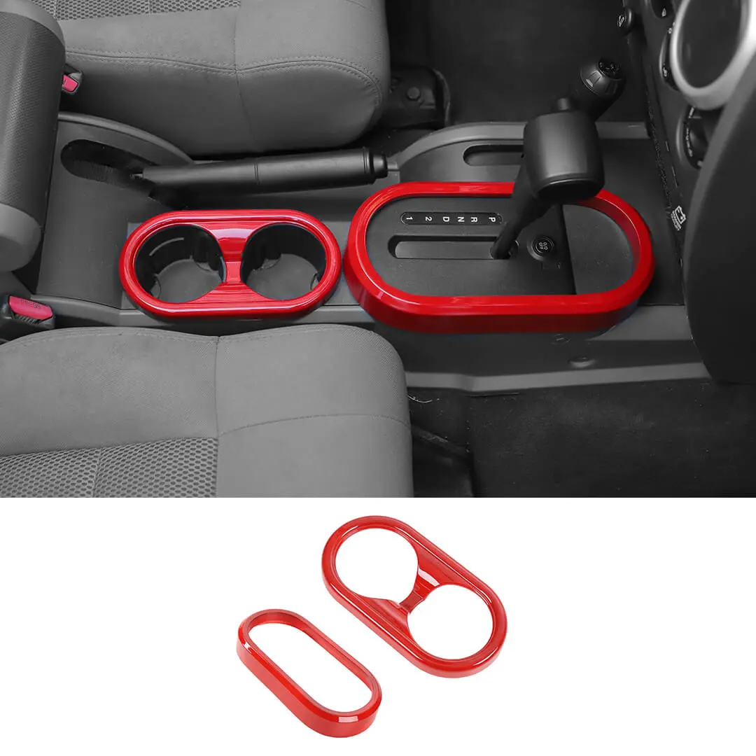 For 2007-2010 Jeep Wrangler JK Gear Shift Trim & Front Water Cup Holder Cover - Image 10