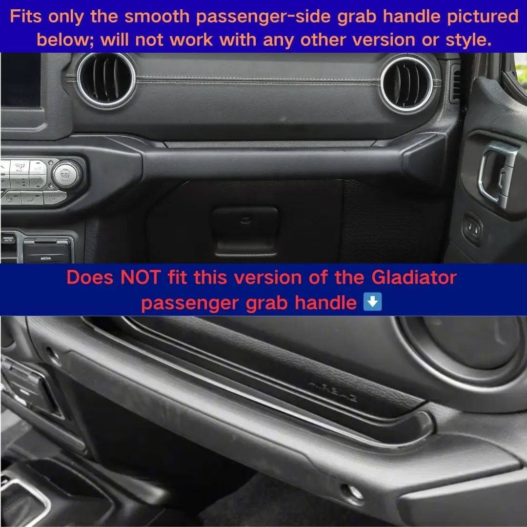 For 2018–2023 Jeep Wrangler JL, JLU & Gladiator JT Co-Pilot Grab Handle Trim Strip – Dashboard Accent Cover - Image 3