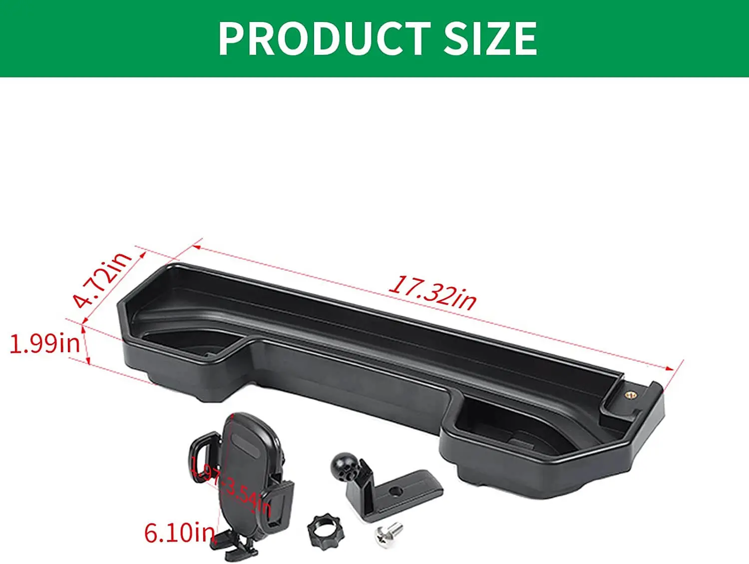 For 2018-2023 Jeep Wrangler JL JLU & Gladiator JT 4Xe Dashboard Storage Tray With Phone Holder - Image 7