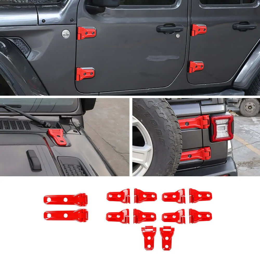 For 2018-2025 Jeep Wrangler JLU 12 x Side Door+Hood+Spare Tire Hinge Cover Trim 4Dr - Image 10