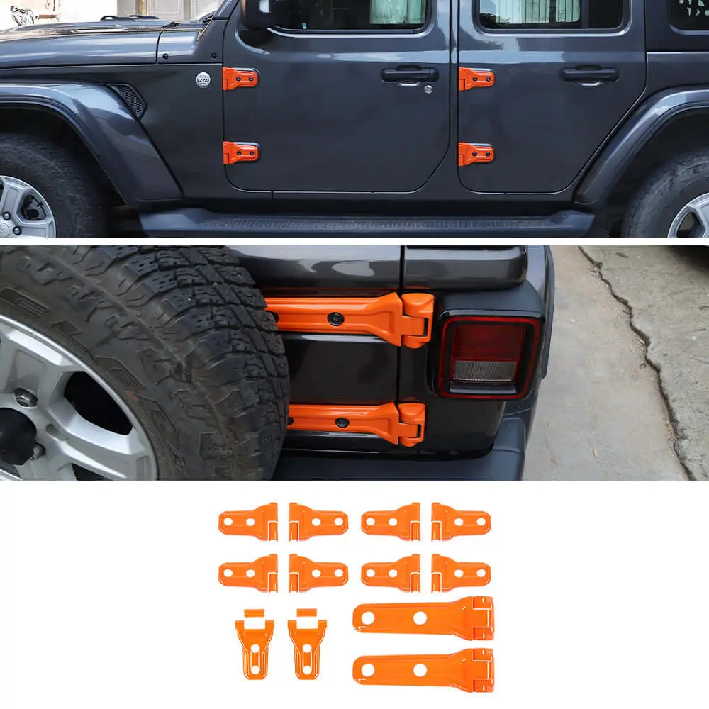 For 2018-2025 Jeep Wrangler JLU 12 x Side Door+Hood+Spare Tire Hinge Cover Trim 4Dr - Image 11