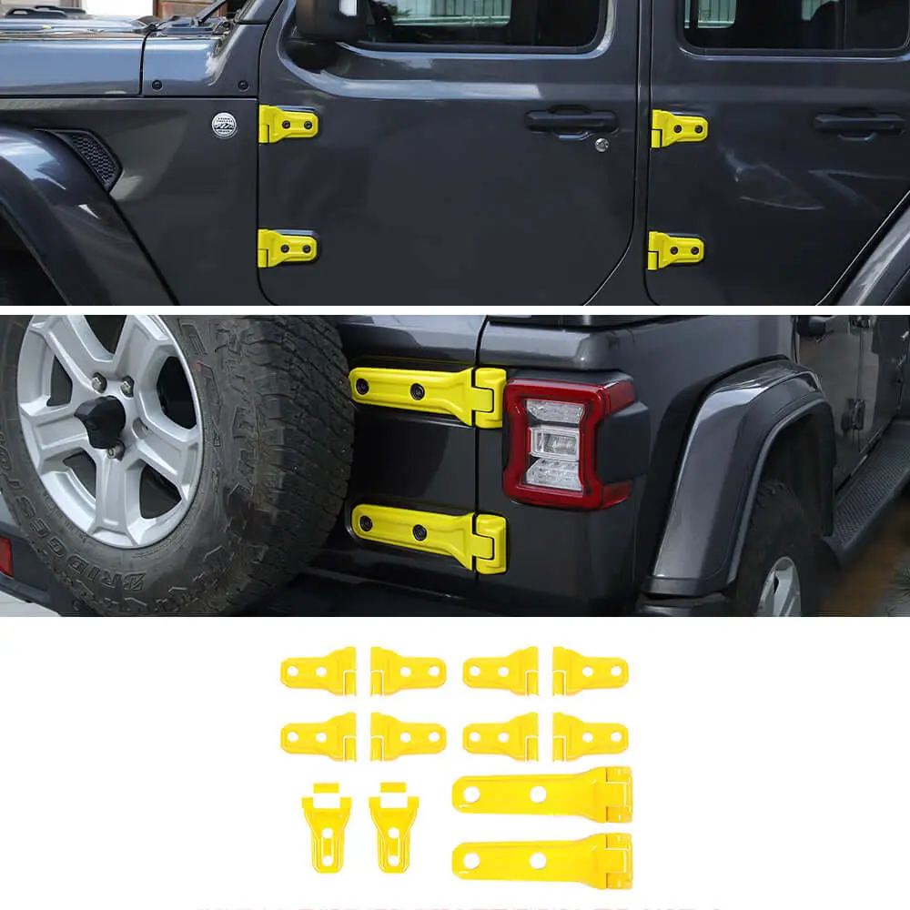 For 2018-2025 Jeep Wrangler JLU 12 x Side Door+Hood+Spare Tire Hinge Cover Trim 4Dr - Image 12