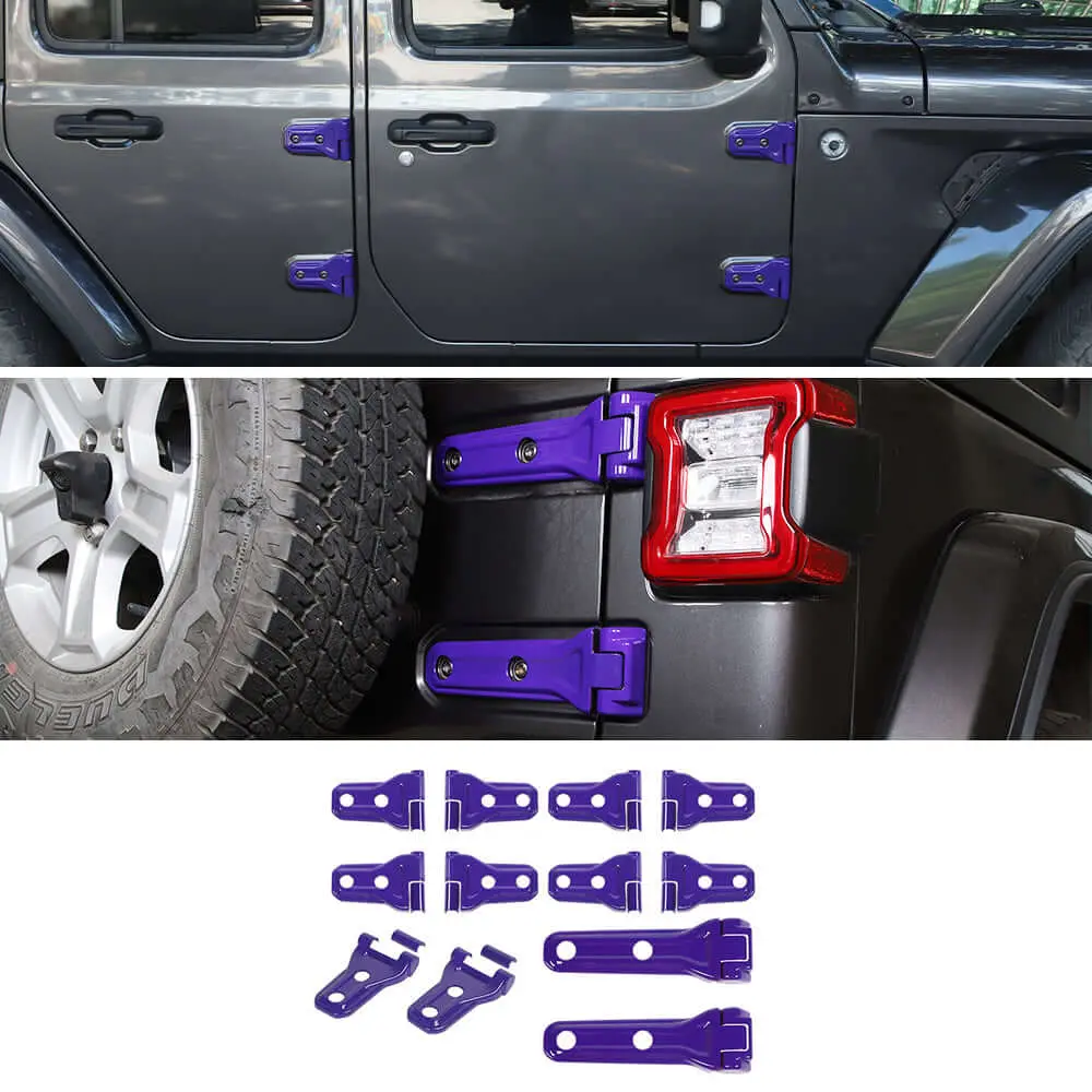 For 2018-2025 Jeep Wrangler JLU 12 x Side Door+Hood+Spare Tire Hinge Cover Trim 4Dr - Image 15