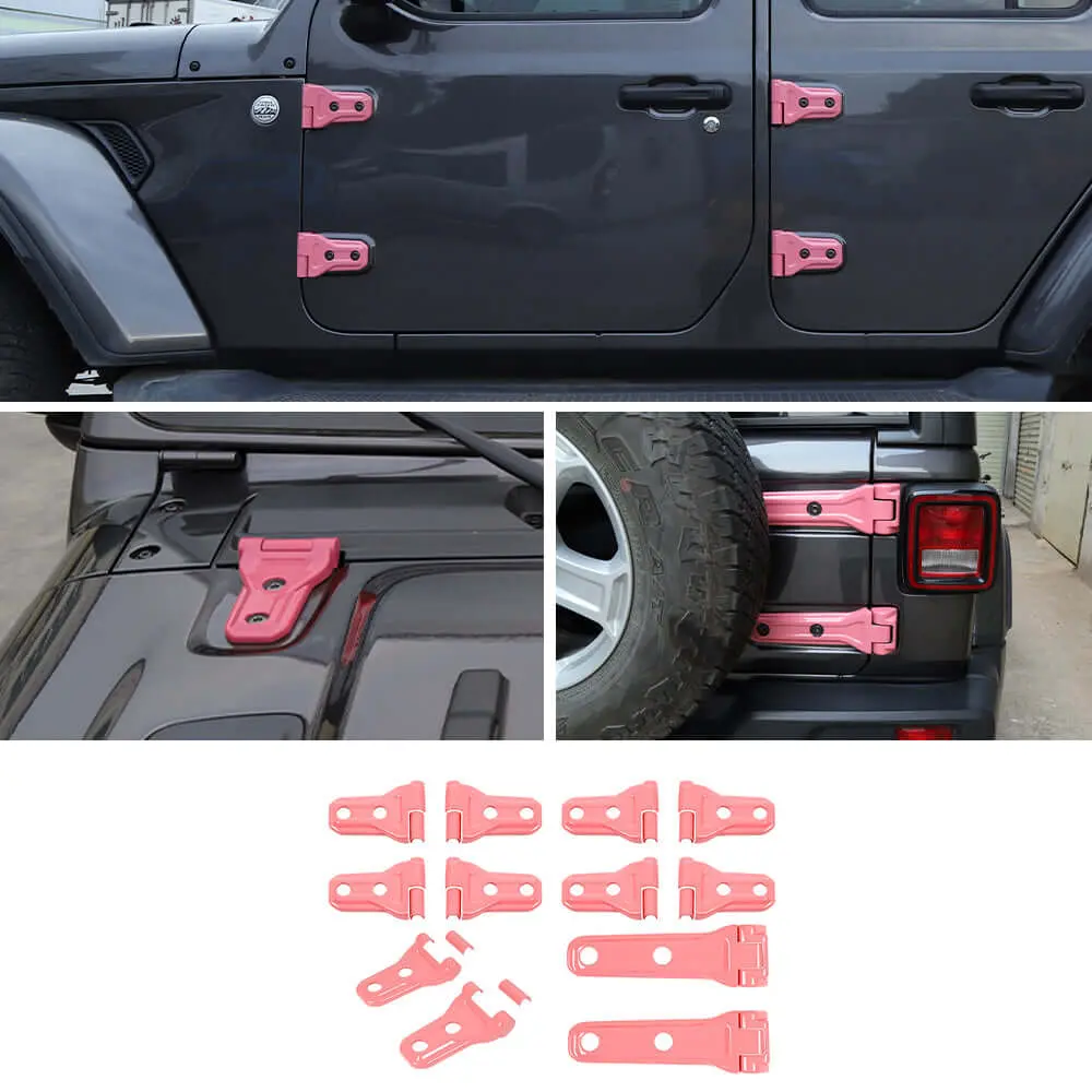 For 2018-2025 Jeep Wrangler JLU 12 x Side Door+Hood+Spare Tire Hinge Cover Trim 4Dr - Image 16