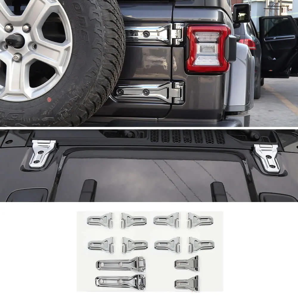 For 2018-2025 Jeep Wrangler JLU 12 x Side Door+Hood+Spare Tire Hinge Cover Trim 4Dr - Image 17