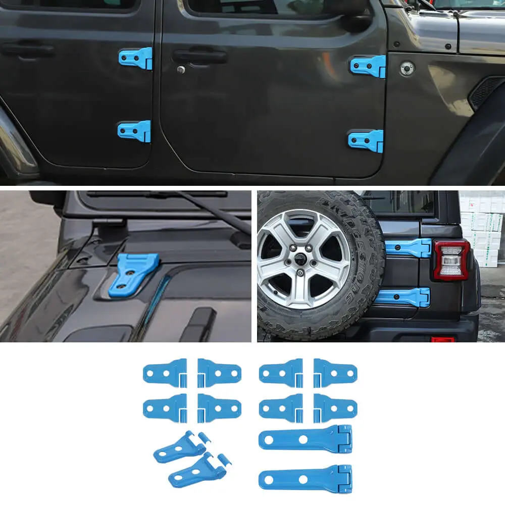 For 2018-2025 Jeep Wrangler JLU 12 x Side Door+Hood+Spare Tire Hinge Cover Trim 4Dr - Image 18