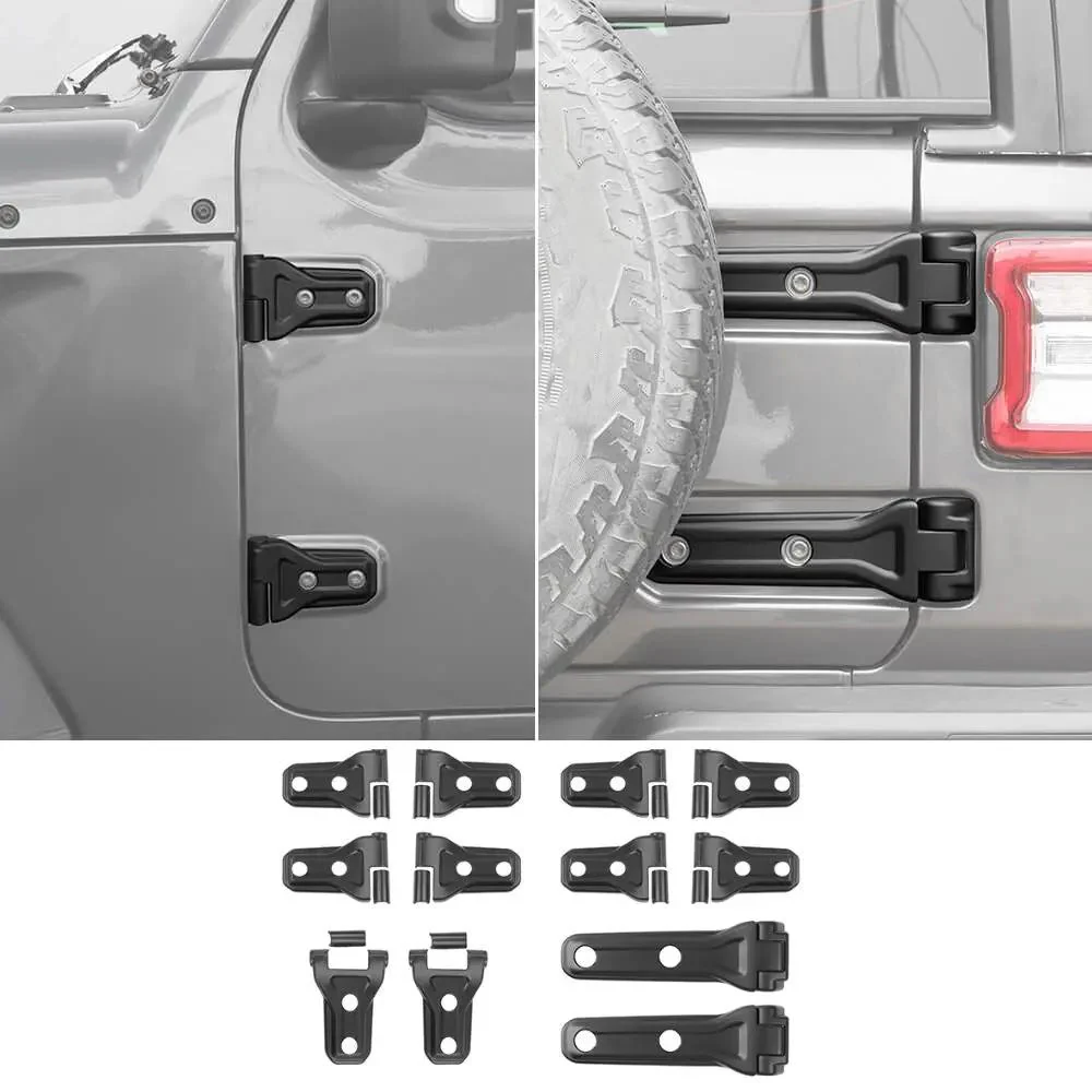 For 2018-2025 Jeep Wrangler JLU 12 x Side Door+Hood+Spare Tire Hinge Cover Trim 4Dr - Image 19