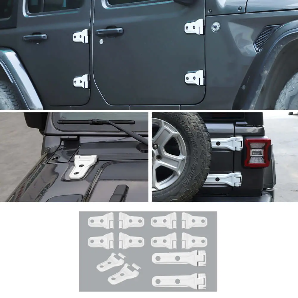 For 2018-2025 Jeep Wrangler JLU 12 x Side Door+Hood+Spare Tire Hinge Cover Trim 4Dr - Image 9