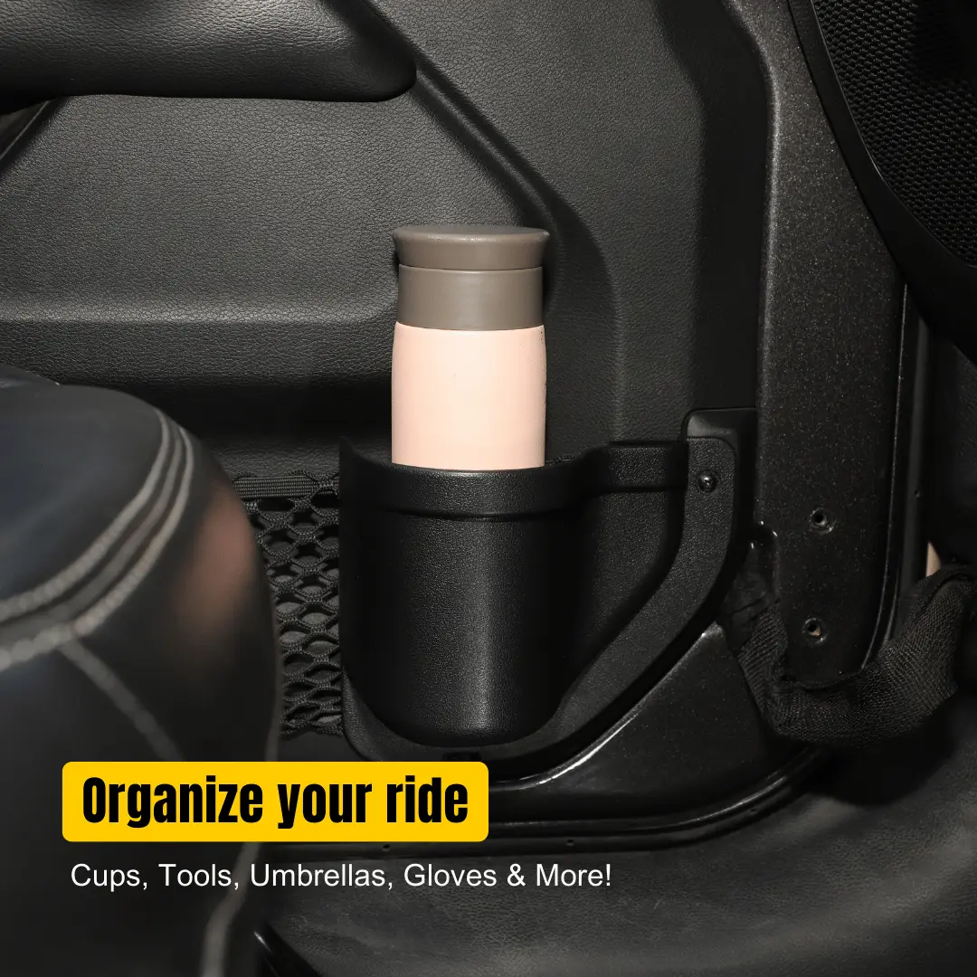 For 2018+ Jeep Wrangler JL JLU Gladiator JT Front Door Pocket Water Cup Holder Map Organizer Storage Box, Door Net Replacement - Image 3