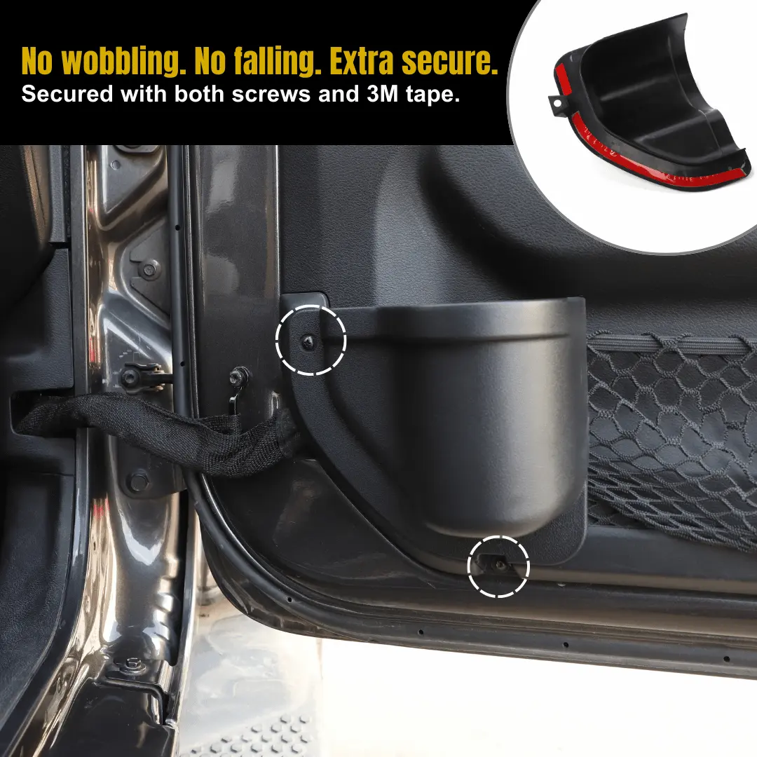 For 2018+ Jeep Wrangler JL JLU Gladiator JT Front Door Pocket Water Cup Holder Map Organizer Storage Box, Door Net Replacement - Image 4