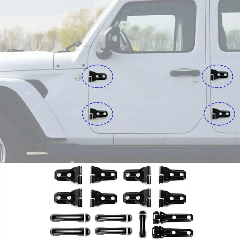 For 2018-2025 Jeep Wrangler JL JLU Exterior Door Tailgate Hinge Handle Cover Trim Set Kits