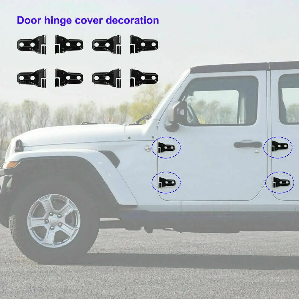 For 2018-2025 Jeep Wrangler JL JLU Exterior Door Tailgate Hinge Handle Cover Trim Set Kits - Image 4